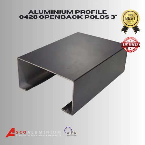 Aluminium Open Back Polos Profile 0428 kusen 3 inch Alexindo | Kusen Aluminium | Aluminium Profile | Aluminium Batang