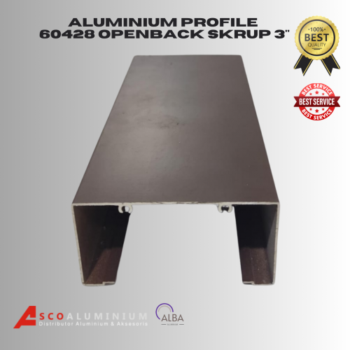 Alumunium Open Back Skrup 3 Inch Profil 60428 Alexindo | Kusen Aluminium | Aluminium Profile | Aluminium Batang