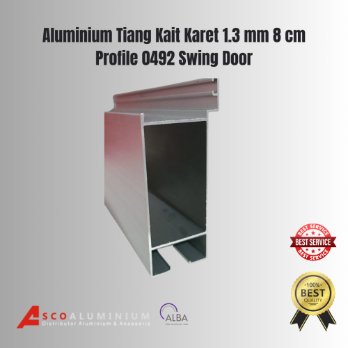 Aluminium Tiang Kait Karet 1.3 mm Profile 0492 Swing Door Alexindo | Kusen Aluminium | Aluminium Profile | Aluminium Batang